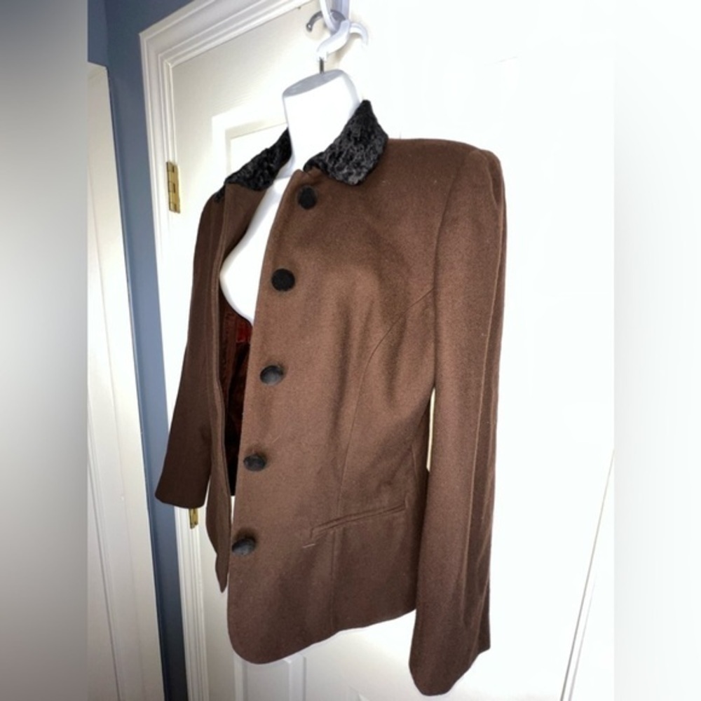 Vtg Summit Hill Women’s 10 100% Wool Brown Blazer Jacket Velvet Collar M Classic - Picture 5 of 14
